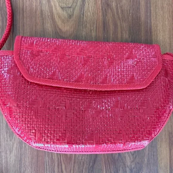 Vintage Danielle Nicole made in Italy basket weave straw handbag red - Picture 2 of 5